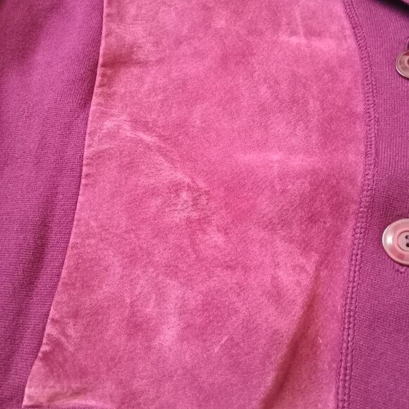 Jones New York Purple Burgundy Red Genuine Suede Button Front Jacket Women's 0X - Picture 9 of 12